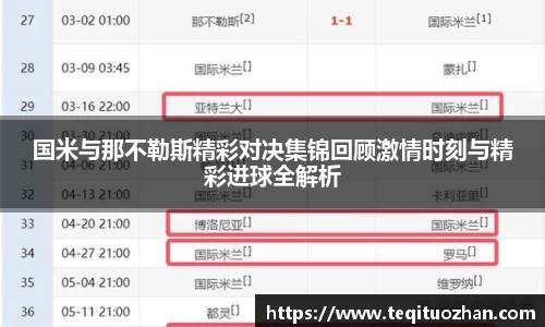 国米与那不勒斯精彩对决集锦回顾激情时刻与精彩进球全解析